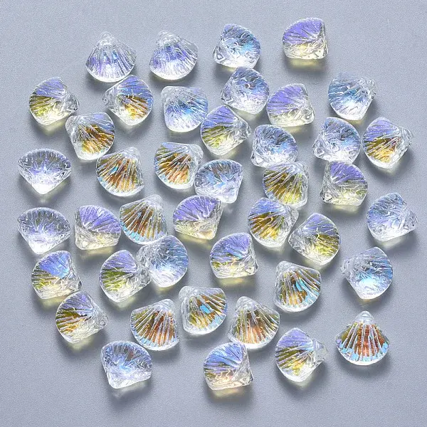 Transparent Spray Painted Glass Beads