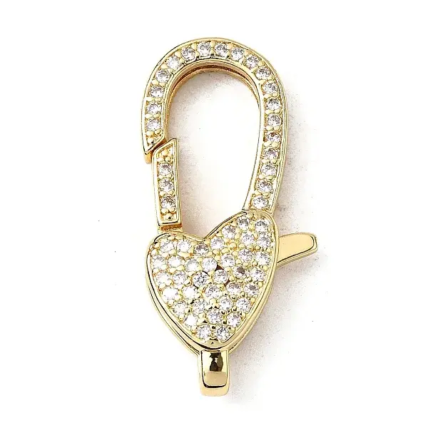 Brass Clear Cubic Zirconia Lobster Claw Clasps