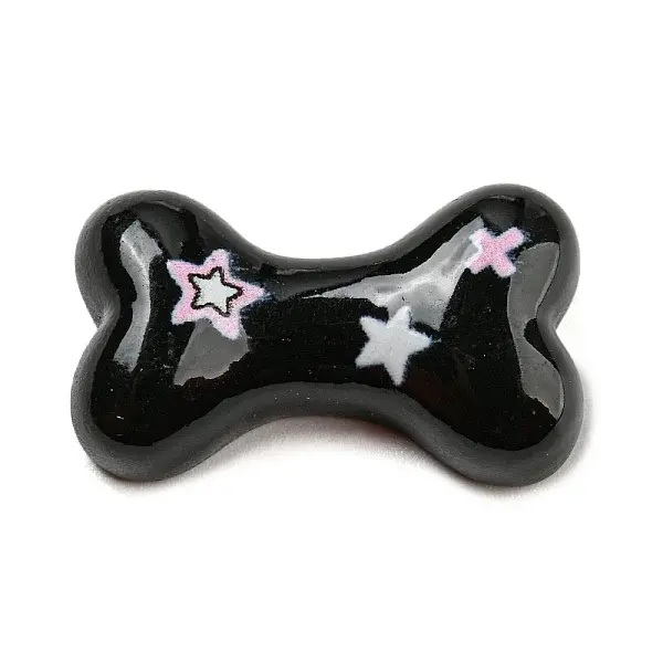 Black & Pink Opaque Resin Cabochons