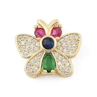 Brass Micro Pave Cubic Zirconia Slide Charms