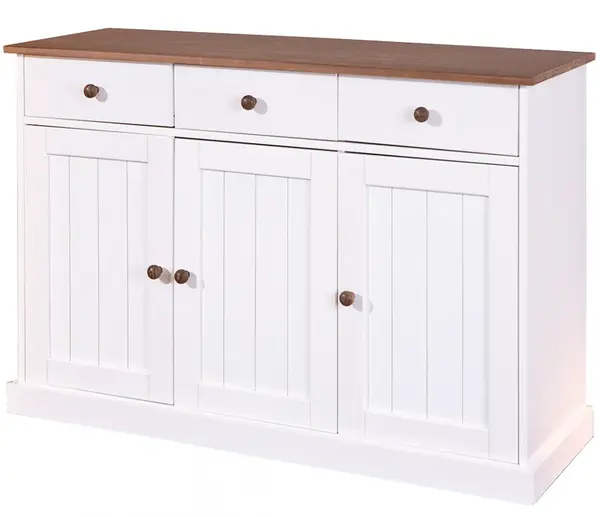 Široká kombinovaná komoda z masivu carson - bílá/hnědá