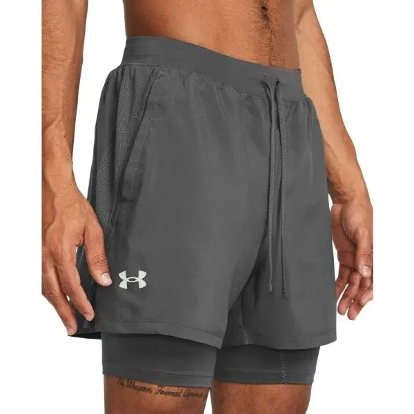 Under Armour LAUNCH 5 2-IN-1 Pánské kraťasy, šedá, velikost L