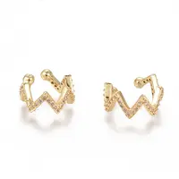 Golden Plated Brass Micro Pave Cubic Zirconia Cuff Earrings