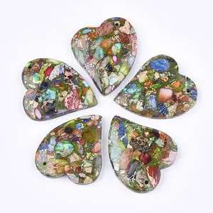 Synthetic Gold Line Regalite/Imperial Jasper/Sea Sediment Jasper Pendants