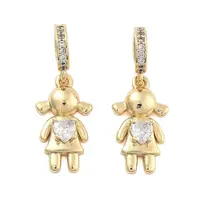 Brass Pave Clear Cubic Zirconia European Dangle Charms