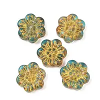 Baking Paint and Golden Metal Enlaced Glass Beads