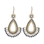 Handmade Seed Beads with Synthetic Blue Spinel Dangle Earrings