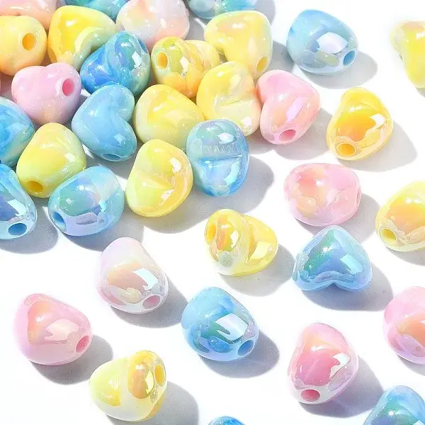 90Pcs 3 Colors UV Plating Opaque Rainbow Iridescent Acrylic Beads