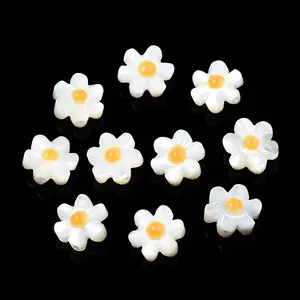 Natural White Shell Enamel Beads