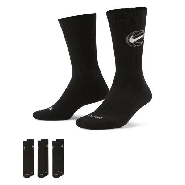 Nike Everyday Crew Basketball Socks (3 Pair) M