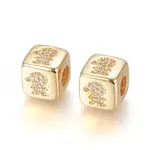 Brass Micro Pave Cubic Zirconia European Beads
