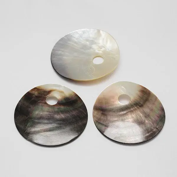 Flat Round Black Lip Shell Big Pendants