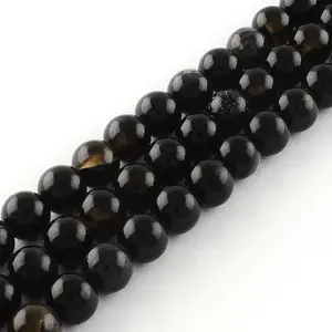 Natural Black Onyx Round Bead Strands