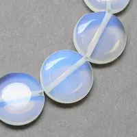 Flat Round Opalite Opal Stone Beads Strands
