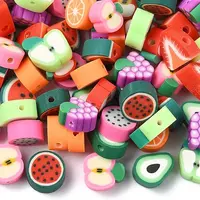 100Pcs 10 Styles Handmade Polymer Clay Beads