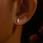 Rhombus 925 Sterling Silver Micro Pave Clear Cubic Zirconia Cartilage Earrings