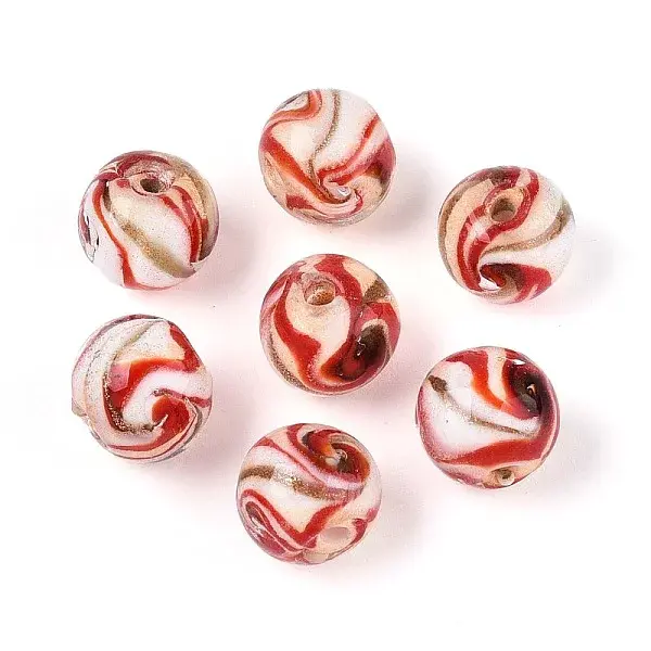 Handmade Gold Sand Lampwork Beads