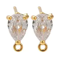 Brass Clear Cubic Zirconia Stud Earrings Finding for Women