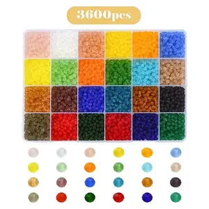 3600Pcs 24 Colors Transparent Glass Beads Strands
