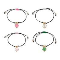 Alloy Enamel Clover Charm Bracelet