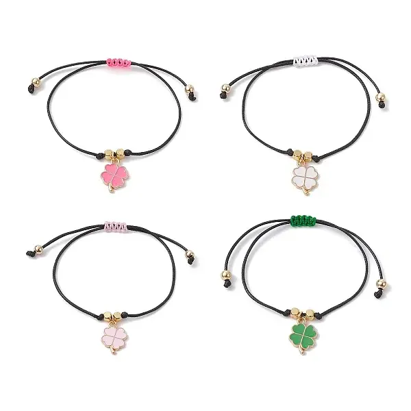Alloy Enamel Clover Charm Bracelet