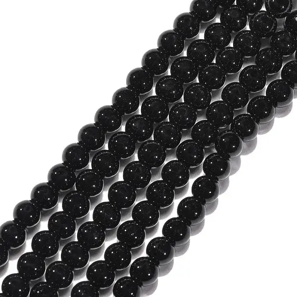 Synthetic Black Stone Beads Strands