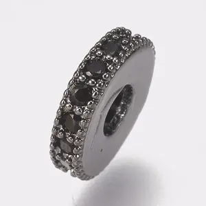 Brass Micro Pave Cubic Zirconia Bead Spacers