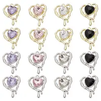 16Pcs 8 Colors Glass Melting Heart Pendant