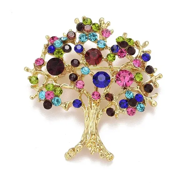 Colorful Christmas Tree Rhinestone Brooch