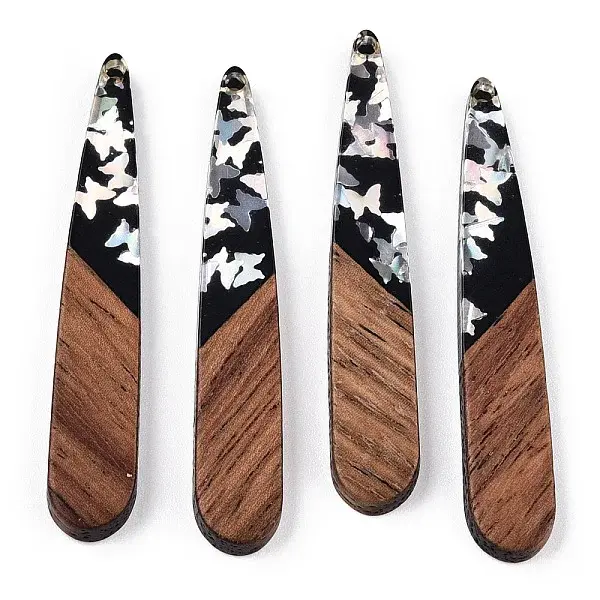 Opaque Resin & Walnut Wood Pendants