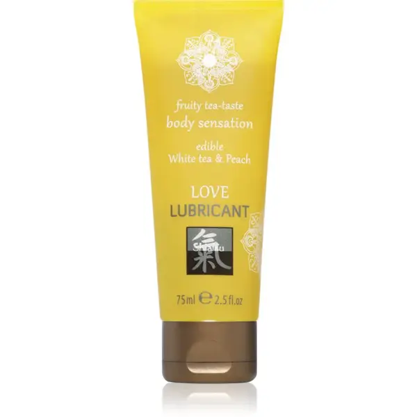 HOT Shiatsu Love lubrikační gel s příchutí White Tea & Peach 75 ml