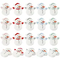 20Pcs 5 Colors Snowman Christmas Theme Food Grade Eco-Friendly Silicone Focal Beads