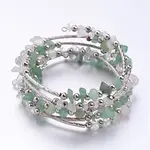 Five Loops Wrap Green Aventurine Beads Bracelets
