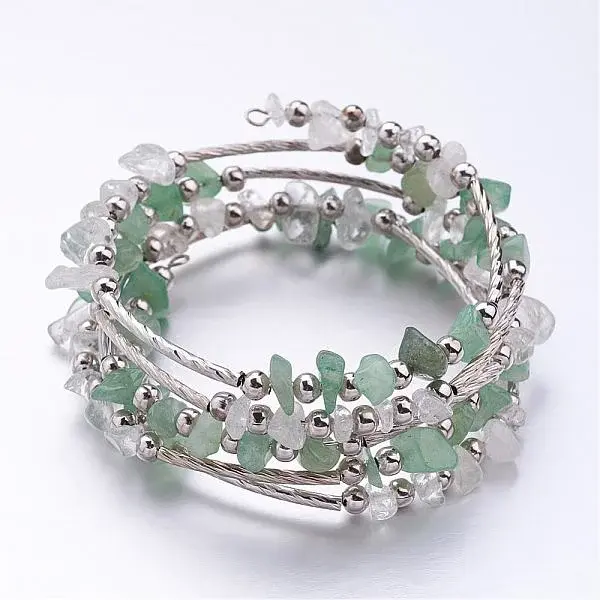 Five Loops Wrap Green Aventurine Beads Bracelets