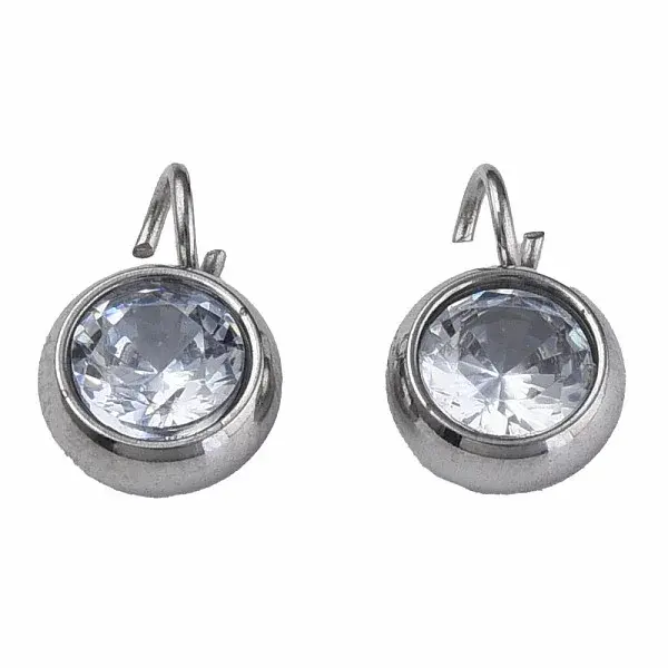 201 Stainless Steel Clear Cubic Zirconia Charms