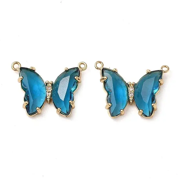 Brass Pave Faceted Glass Connector Charms