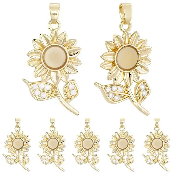 8Pcs Brass Micro Pave Cubic Zirconia with Resin Pendants