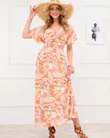 Resti Orange women's long dress with fashionable pattern - Clothing