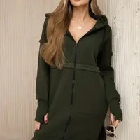 Insulated set with a long sweatshirt in khaki color