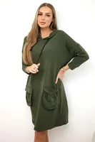 Khaki dress with a hood