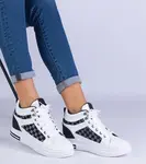 Gemre Biele športové tenisky dámske na skrytom klinovom podpätku Violinso