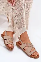 Boto Dámske Sandále Na Plocho So Zlatými Hrotmi Béžové Zanira