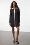Trendyol Black Color Block Button Detailed Mini Knit Dress