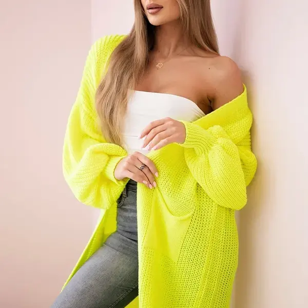 Kesi Włoski Sveter dlhý sveter žltá neónová