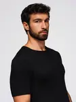 Ombre Men's openwork sweater with round neckline and short sleeves - black