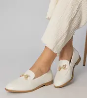 Gemre Biele mokasíny zdobené zirkónmi Kalinta