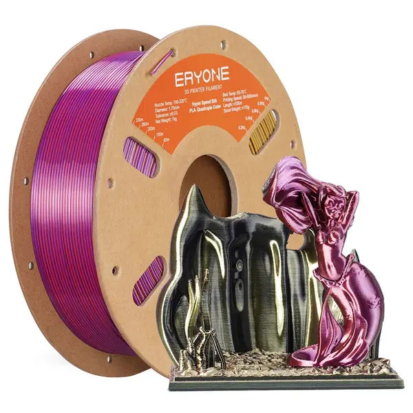 ERYONE High Speed Four-color Silk PLA Filament 1kg - Twilight Glow(Black & Red & Dark Purple & Gold)