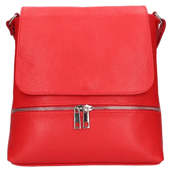 Dámska kožená crossbody kabelka Italia Linda - červená