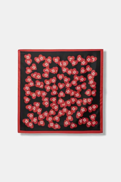 Šátek HUGO Auraize dámský, černá barva, 50535470