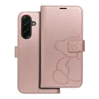 Flipové pouzdro MEZZO Book case pro Samsung Galaxy S25 Edge, teddy bear rose gold